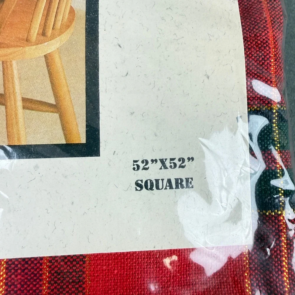 Belvedere Sierra Collection Red Plaid Tablecloth 52x52 Square Cotton Vintage